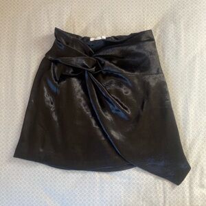 Satin Black LUSH Mini A-Line Skirt